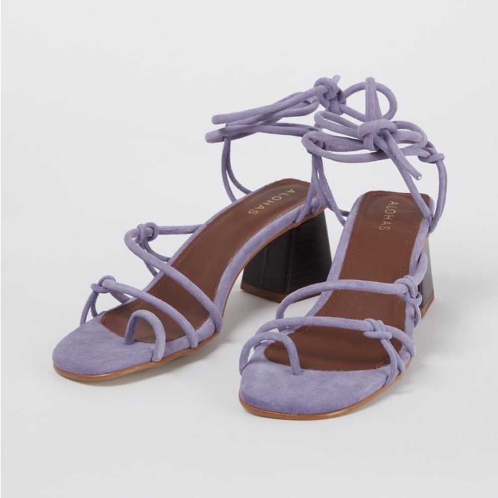 ALOHAS Goldie Mauve suede lace-up sandals with block heel - size 39 | 8.5-9 - Picture 1 of 7